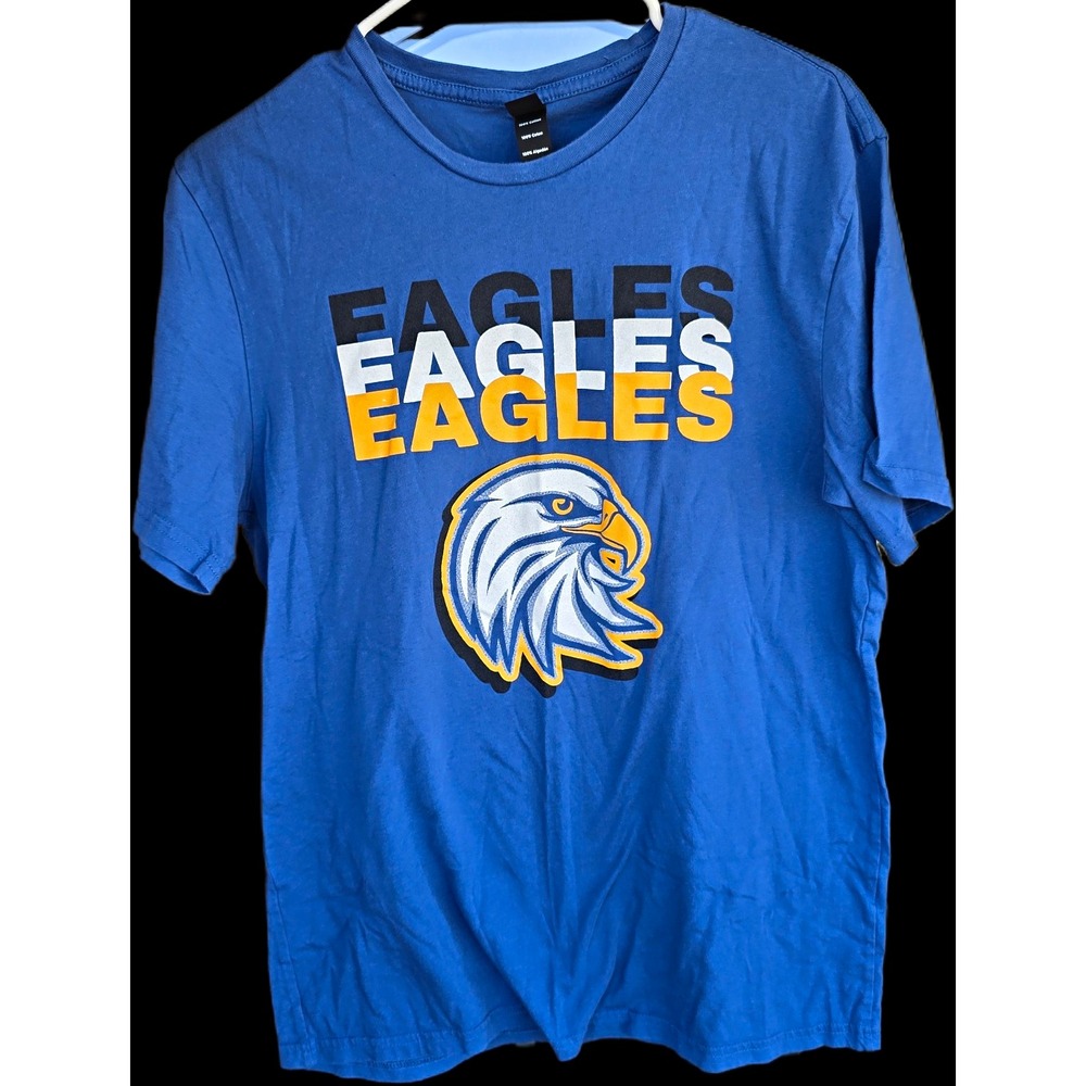 District Perfect Weight Men's M Blue Eagles Logo Graphic Cotton Knit T-Shirt